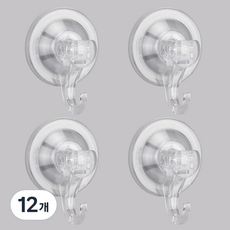 코멧 강력 흡착식 벽걸이 후크, 투명색, 12개