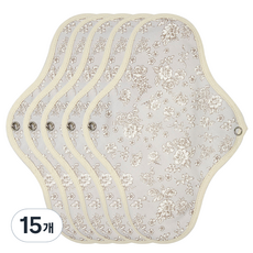 WIZLLY 布衛生棉 灰色花朵, 1入, 15個, 大型