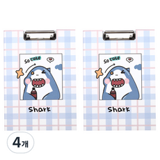 Moneypool 可愛動物角色 A4文件板夾, 4個, 眨眼鯊魚