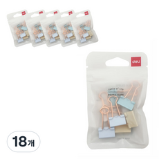 델리 더블 클립 9422 파스텔, 5호(19mm), 18개