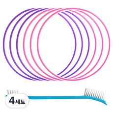 깔끔왕 실리콘 식판뚜껑 고무패킹 교체키트 5mm 2종 + 세척솔 세트, 핑크 + 보라, 4세트, 실리콘 6p + 세척솔