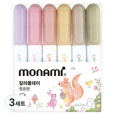 monAmi Colorful Day 更新版螢光筆 6色組 WARM, 3套, 混合色