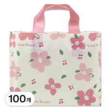 아이엔피 LDPE 손잡이 비닐백 대 40 x 30 cm, 09 핑크플라워, 100개