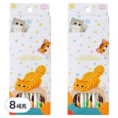 포슬포슬 연필 2B 10p 세트 고양이, 혼합색상, 8세트