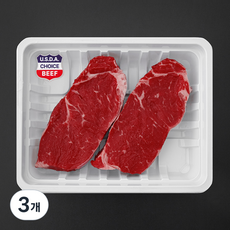미국산 초이스 채끝 스테이크용 (냉장), 3개, 600g