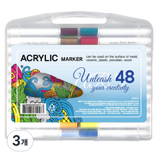 다다 삼각 수성 아크릴 다용도 마카펜, 48색, 3개