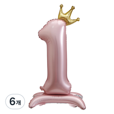 Second Best 皇冠站立式數字派對氣球 100cm, 6個, 粉色數字1