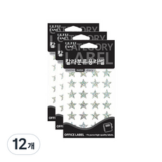 쁘띠팬시 칼라분류용 라벨 은색 HR352, 7개입, 12개