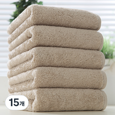 코튼클라우드 호텔수건 200g 40수 면코마사, 소프트브라운, 15개