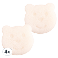 헤오르 곤약 목욕 스펀지 곰, 화이트, 4개, 1개입