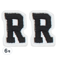 Button King 東大門鈕扣王 熱燙式刺繡字母縮寫迷你布貼 R, 6個, 黑色