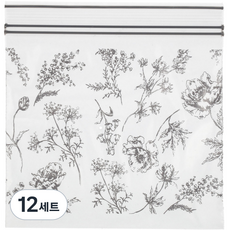 [쿠팡수입] 니토리 더블 지퍼백 그레이 플라워 S 44매, 단일사이즈, 44개, 12세트