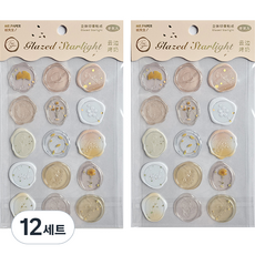 OLIVEPARTY 立體喜帖封蠟貼紙 花朵手帳裝飾 15入組, 黃色, 12套