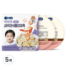 베베쿡 후기 새우머쉬룸야채죽 실온이유식 2p, 5개, 220g
