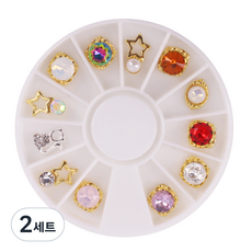 圓型星型寶石美甲飾品 12入組, 混合色, 2個