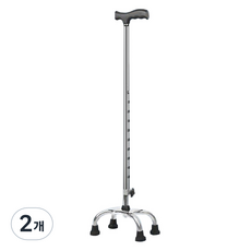 디페이브 레귤러 높이조절 스테인리스 빅 4발 노인 어르신 지팡이 실버, 2개