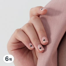 MUZ MAK 可重複使用短方形美甲片, 愛心別針, 6個