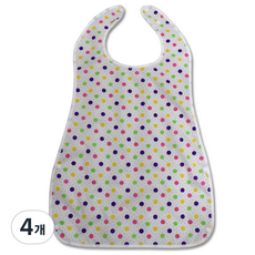 더해피 핸드메이드 식사용 턱받이 성인용, 4색도트 핑크, 4개