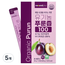 내츄럴플러스 유기농 푸룬즙 100 15p, 300g, 5개