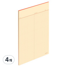 motemote 方格筆記紙 B5, 4個, 復古黃, 40張