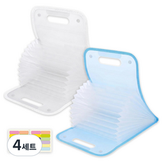 하비소 13칸 아코디언 파일 케이스 A4 2종 세트, 화이트, 블루, 4세트