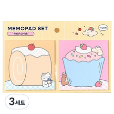 버터 밀크캣 버터곰 메모지 2종 세트, 디저트, 3세트