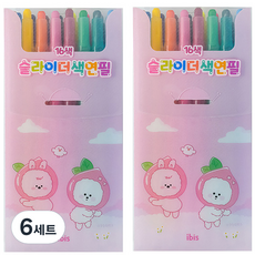 아이비스 슬라이더 색연필 세트 12255 핑크, 16색, 6세트
