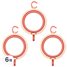 원형 모자 홀더 잡화걸이, 핑크, 6개