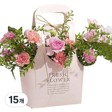미화부장 크라프트 종이 꽃 화분 식물 선물 포장 가방 백 캐리어, 03 핑크 소, 15개