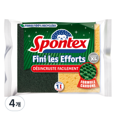 스폰텍스 FINI LES EFFORTS 이지 클린 피니시 스크럽 스펀지, 4개, 2개입