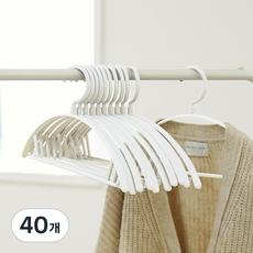 KAZT 圓形旋轉防肩角變形防滑針織衣架, 白色, 40個