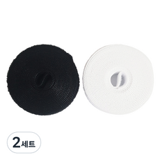 BomHaetsal 可撕式雙面魔鬼氈束線帶 黑色 + 白色組合 1.5 x 200 cm, 2套, 黑色 + 白色