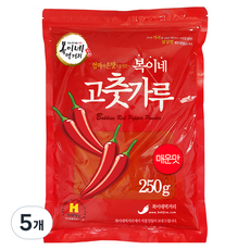 복이네먹거리 중국산 고운 고춧가루 매운맛 떡볶이 소스용 일반, 250g, 5개