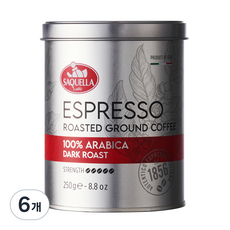 사켈라 100% 아라비카 다크로스트 분쇄커피, 250g, 6개, 커피메이커