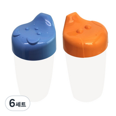 더본 수컵 하드 스파우트 컵, 하늘색 + 오렌지색, 6세트, 250ml