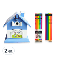 Titi Home Sharpa 削鉛筆機 KI-700 + Tukovi Coma 三角橡皮擦鉛筆 TC-208 6款 x 2入組, 藍色(削鉛筆機), 混色(鉛筆), 2套