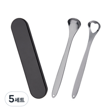 스테인리스 혀클리너 하트형 + 스푼형 + 케이스 세트 블랙 50g, 5세트