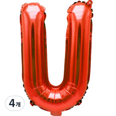 Pang Party 字母氣球 U 40cm, 紅色, 4個