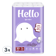 Hello Tissue 薰衣草天然紙漿3層高級捲筒衛生紙, 30m, 3個, 30入