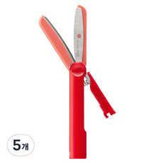 PLUS Twiggy 無蓋筆型剪刀 SC-110P, 紅色, 5個