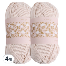CheongsongTteugaesil I Love Yarn 編織線, 4個, 03 奶油米色