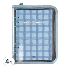 Recoz A5 許願活頁本封套 6孔手帳, 03 藍色格紋, 4個