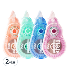 deLi 得力 靜音修正帶 7mm x 12m 4入組, 2套, 粉紅色, 紫色, 藍色, 薄荷綠