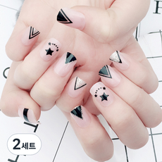 ecody 線條星星美甲貼 24入, 混色, 2組