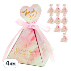 도나앤데코 삼각상자 10p + 리본 10p + 하트태그 10p, 핑크마블, 4세트