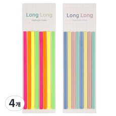 Superssam Long Long 螢光索引書籤便條紙, 4個, 螢光 + 粉彩