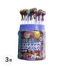 YLF 그레이트 몬스터 막대사탕 70p, 3개