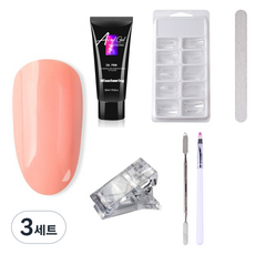 스위스녹스 셀프 네일 인조 손톱 연장 재료 베이직 폴리젤 클리어 4종 + 구성품 랜덤발송 세트 다크핑크, 네일도구 5종, 3세트