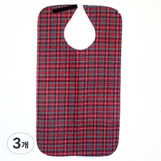 로시테라 성인용 방수 턱받이, 레드 벨크로, 3개