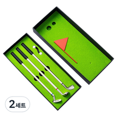 Modernat 桌上型推桿高爾夫球桿造型原子筆3入組, 2套, 黑色 + 紅色 + 藍色